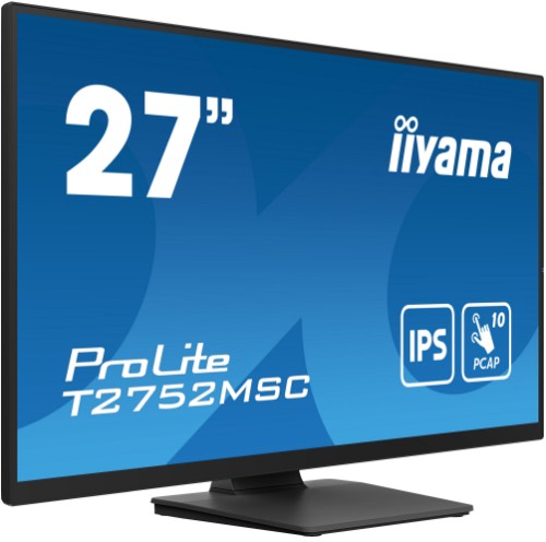 iiyama ProLite 27” Optical Bonded PCAP 10pt touchscreen monitor with IPS panel technology, edge-to-edge glass design and anti-fingerprint coating