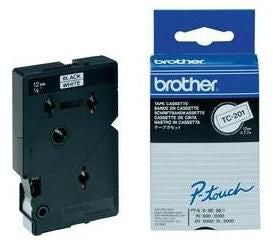 Brother TC-201A DirectLabel black on white 12mm x 7,7m Pack=10 for Brother P-Touch TC 9-12mm