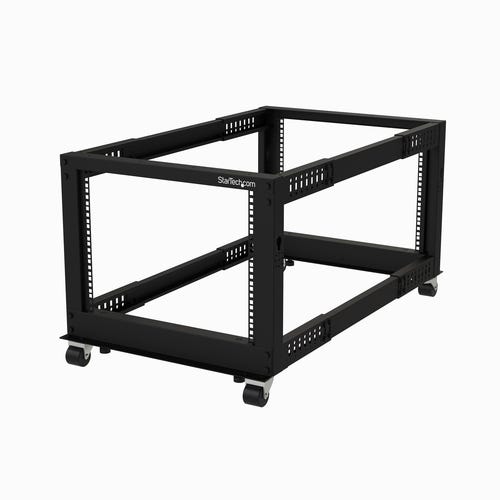 StarTech.com 8U 4-Post Server Rack, 19in Open Frame Rack with 40in (101cm) Mounting Depth and 1200lb (544kg) Weight Capacity, Mobile or Floor Mount IT Rack