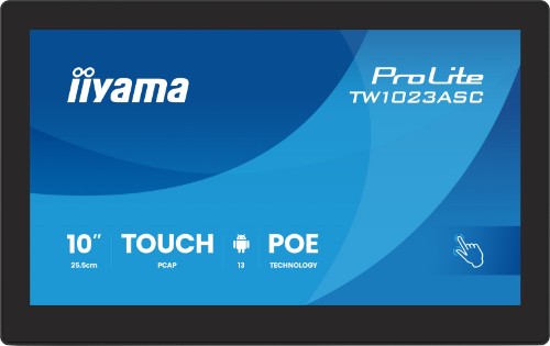 iiyama TW1023ASC-B3P Signage Display Kiosk design 25.6 cm (10.1") Wi-Fi 385 cd/m² WXGA Black Touchscreen Built-in processor Android 24/7
