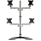 StarTech.com Desktop Quad Monitor Stand - Ergonomic VESA 4 Monitor Arm (2x2) up to 32" (17.6lb/8kg) - Free Standing Articulating Universal Pole Mount - Height Adjustable/Tilt/Swivel/Rotate - Silver