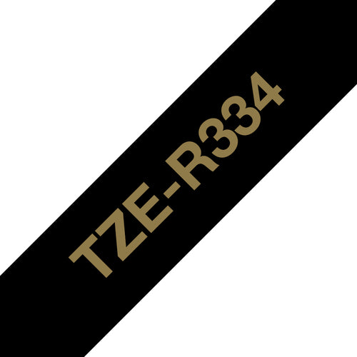 Brother TZE-R334 DirectLabel gold on black textil 12mm x 4m for Brother P-Touch TZ 3.5-18mm/6-12mm/6-18mm/6-24mm/6-36mm