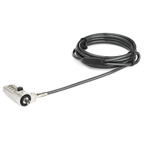 StarTech.com 6.6ft (2m) Laptop Cable Lock - 4-Digit Combination Laptop/Desktop Security Cable Lock for Wedge Slot Computers - Anti-Theft Vinyl-Coated Steel Combo Cable Lock - Portable - TAA