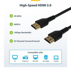 StarTech.com 5ft (1.5m) Slim HDMI Cable, Flexible Premium Certified HDMI 2.0 Cord with Ethernet, UHD 4K 60Hz HDR10, Durable Aramid Fiber Design with TPE Jacket