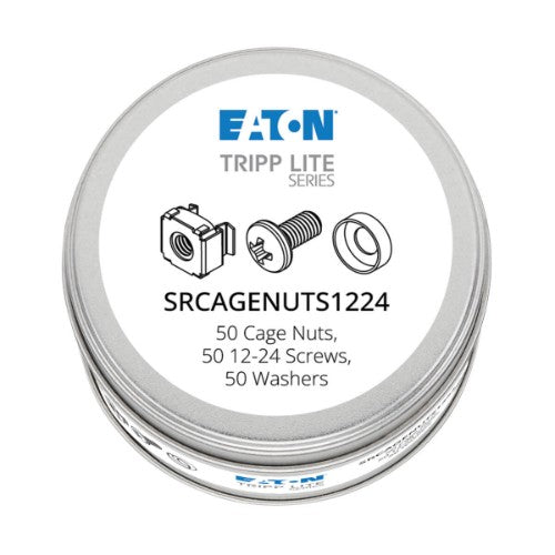 Tripp Lite SRCAGENUTS1224 SmartRack Square Hole Hardware Kit with 50 pcs 12-24 screws and washers