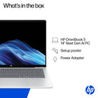 HP OmniBook 5 NGAI OmniBook 5 Next Gen AI 14-he0001na Copilot+ PC Snapdragon X1-26-100 Laptop 35.6 cm (14") 2K 16 GB LPDDR5x-SDRAM 512 GB SSD Wi-Fi 6E (802.11ax) Windows 11 Home Silver