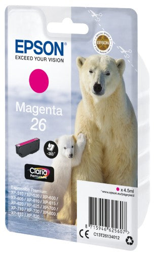 Epson C13T26134012/26 Ink cartridge magenta, 300 pages ISO/IEC 19752 4,5ml for Epson XP 600