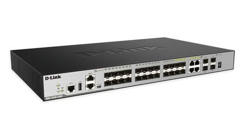 D-Link 24-Port SFP L3 Stackable Managed Gigabit Switch including 4 x 1000BaseT/SFP & 4 x 10GE SFP+