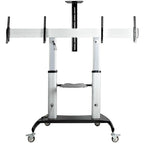 StarTech.com Dual TV Cart for 37-60in VESA TVs up to 110lb/50kg each - Height Adjustable TV Mount, Mobile Display Cart w/ Equipment Shelves - Rolling TV Cart on Wheels - Rolling TV Stand