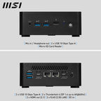 MSI Cubi NUC 1M Intel Core 3 100U (14th Gen - Series 1) Barebone, NUC, SFF, Mini Computer, HTPC, (NO RAM, NO Storage, NO OS), Intel Graphics/DDR5/Dual ThunderBolt 4/Dual HDMI/Dual LAN/WiFi 6E/BT 5.3/VESA - NUC 1M i3 100U BB