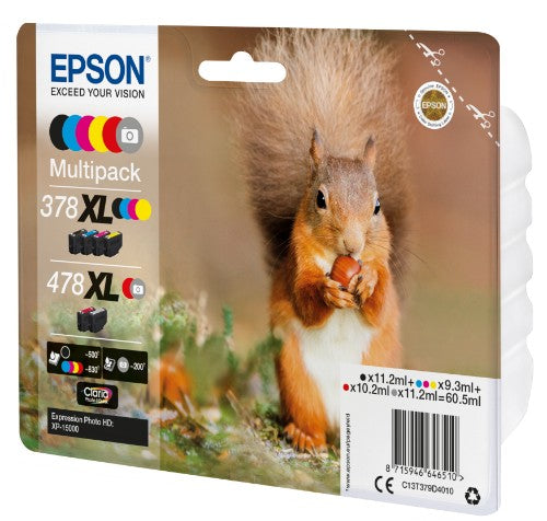 Epson C13T379D4010/378XL/478XL Ink cartridge multi pack high-capacity Bk,C,M,Y,R,GY 11,2ml +3x9,3ml + 10,2ml + 11,2ml Pack=6 for Epson XP 15000