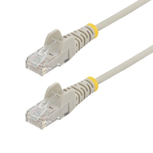 StarTech.com 25cm Gray Slim CAT6 Ethernet Cable, Snagless, 100W PoE, UTP, LSZH, 28AWG Pure Bare Copper Wire, Slim RJ45 Network Patch Cord w/Strain Reliefs, Fluke Tested