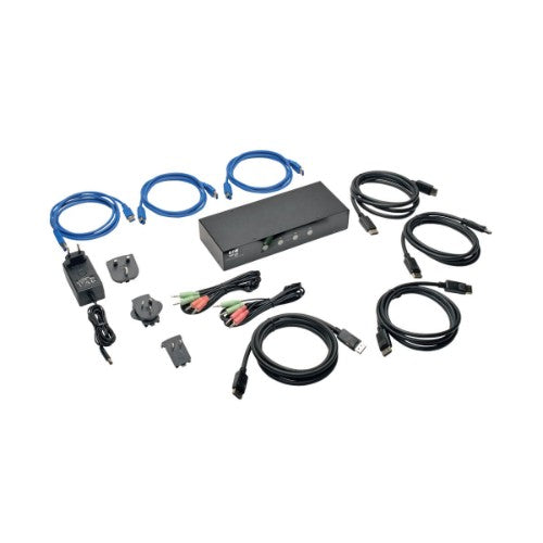 Tripp Lite B004-DPUA4-K 4-Port DisplayPort KVM Switch with Audio, Cables and USB 3.0 SuperSpeed Hub