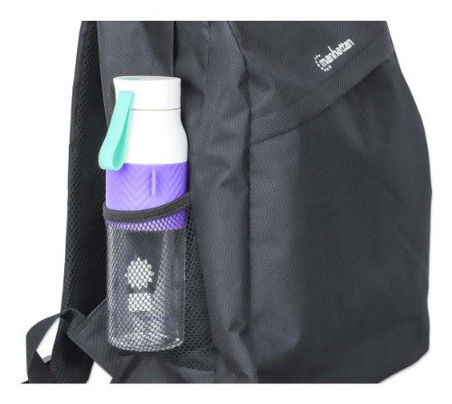 Manhattan Knappack Backpack 14.1", Black, LOW COST, Lightweight, Internal Laptop Sleeve, Accessories Pocket, Padded Adjustable Shoulder Straps, Water Bottle Holder, Three Year Warranty