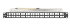 Intellinet 19" 48-Port Shielded Blank Patch Panel, 1U, Unloaded 19-inch Rackmount Keystone Panel for High-density Installations, Removable Cable-Management Bar, Black