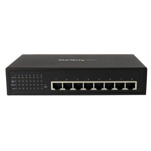StarTech.com 8 Port Unmanaged Industrial Gigabit Power over Ethernet Switch - 802.3af/at PoE+ Switch - Wall Mountable