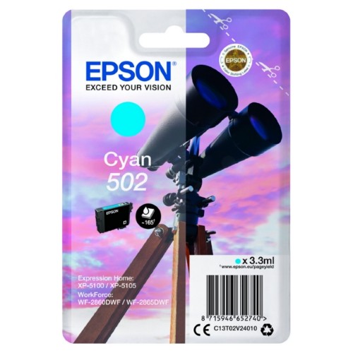 Epson C13T02V24010/502 Ink cartridge cyan, 160 pages 3,3ml for Epson XP 5100