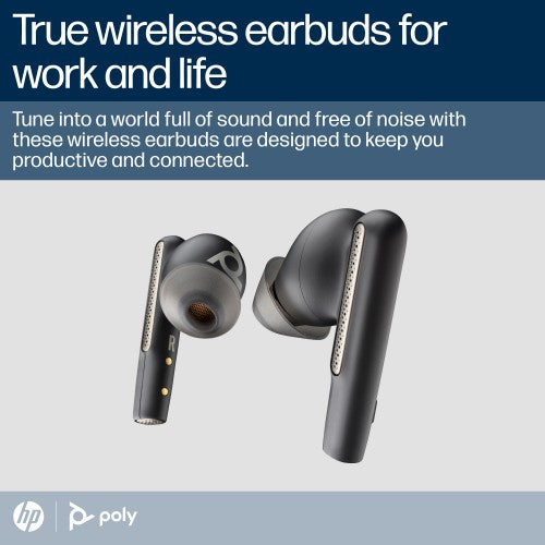 HP Poly Poly Voyager Free 60 UC Black Earbuds +BT700 USB-C Adapter +Basic Charge Case