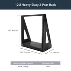 StarTech.com 2-Post 12U Heavy-Duty Desktop Server Rack, Small Open Frame 19in Computer Rack, Compact Network Rack for AV / Studio / Data / IT Equipment, TAA Compliant - Free Standing Two-Post Home/Office Rack