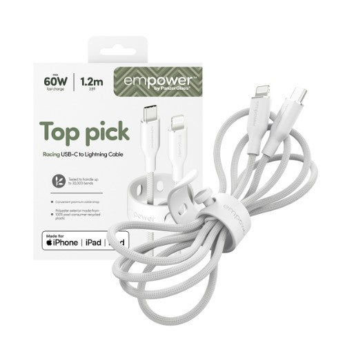 PanzerGlass empower by ® Racing 60W USB-C to Lightning Cable | USB 2.0 | 1.2M | Silver White