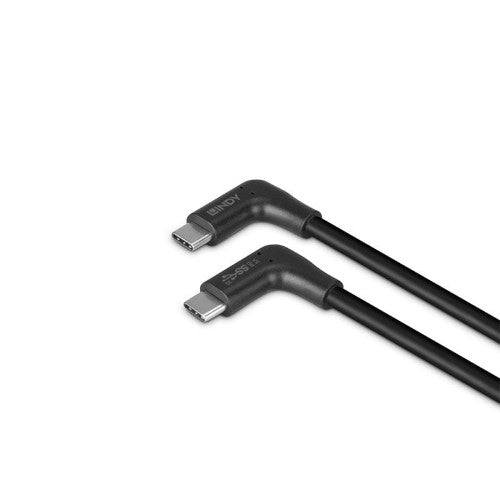 Lindy 1m USB 3.2 Right-Angled USB-C to Right-Angled USB-C Cable, 10Gbps