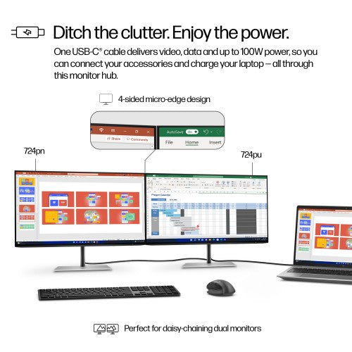 HP Series 7 Pro 24 inch WUXGA USB-C Monitor - 724pu