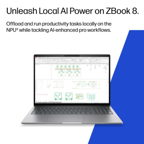 HP ZBook 8 G2i 14 inch Mobile Workstation PC - Data Science Copilot+ PC Intel Core Ultra 7 35.6 cm (14") WUXGA 16 GB DDR5-SDRAM 512 GB SSD Wi-Fi 7 (802.11be) Windows 11 Pro AI Workstation, AI PC Silver