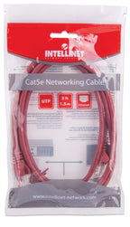 Intellinet Network Patch Cable, Cat5e, 1.5m, Red, CCA, U/UTP, PVC, RJ45, Gold Plated Contacts, Snagless, Booted, Lifetime Warranty