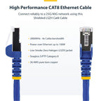 StarTech.com 2m Blue CAT8 Ethernet Cable, Snagless RJ45, 25G/40G, 2000MHz, 100W PoE++, S/FTP, 26AWG Pure Bare Copper Wire, LSZH, Shielded Network Patch Cord w/Strain Reliefs, Individually Tested