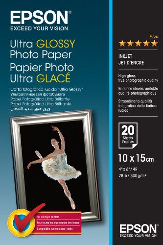 Epson Ultra Glossy Photo Paper - 10x15cm - 20 Sheets