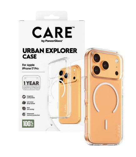PanzerGlass CARE by ® Flagship Case Transparent Urban Explorer w. White MagSafe iPhone 17 Pro