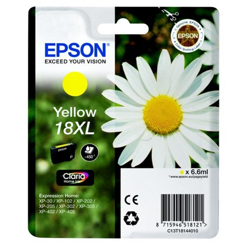 Epson C13T18144012/18XL Ink cartridge yellow high-capacity, 450 pages 6,6ml for Epson XP 30
