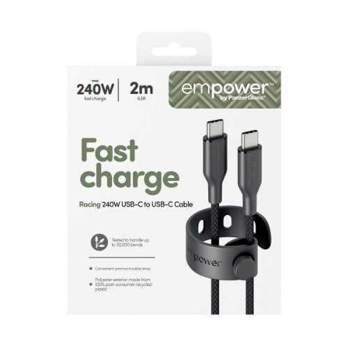 PanzerGlass empower by ® Racing 240W USB-C to USB-C Cable | USB 2.0 | 2M | Space Black