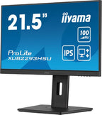 iiyama ProLite 21.5” IPS 3-side borderless monitor with USB hub, 100Hz refresh rate and height-adjustable stand