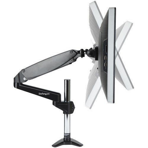 StarTech.com Desk Mount Monitor Arm for Single VESA Display up to 32" or 49" Ultrawide (17.6lb/8kg) - Full Motion Articulating & Height Adjustable - C-Clamp, Grommet - Single Monitor Arm