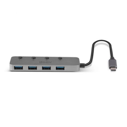 Lindy 4 Port USB 3.2 Type C Hub with On/Off Switches
