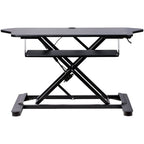 StarTech.com Corner Sit Stand Desk Converter with Keyboard Tray - Large Surface (35" x 21") - Height Adjustable Ergonomic Desktop/Tabletop Standing Workstation - Supports Dual Monitors - TAA