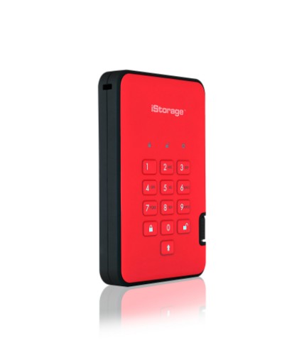 iStorage diskAshur² HDD 1TB Red | Secure Portable Hard Drive |AES-XTS 256-bit Hardware Encryption | PIN protected | OS & Platform Independent | TAA Compliant|Brute force hack defence | Dust/Water Resistant