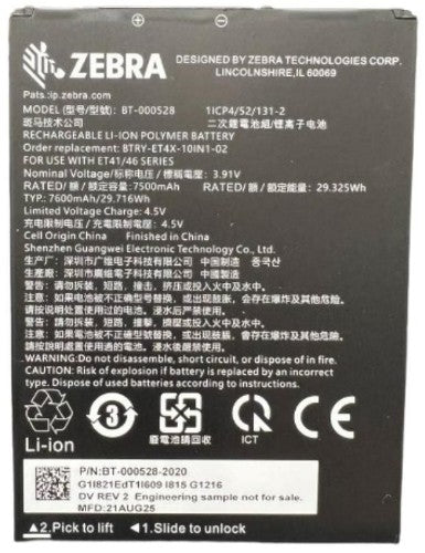Zebra BTRY-ET401-10INC-01 tablet spare part/accessory Battery