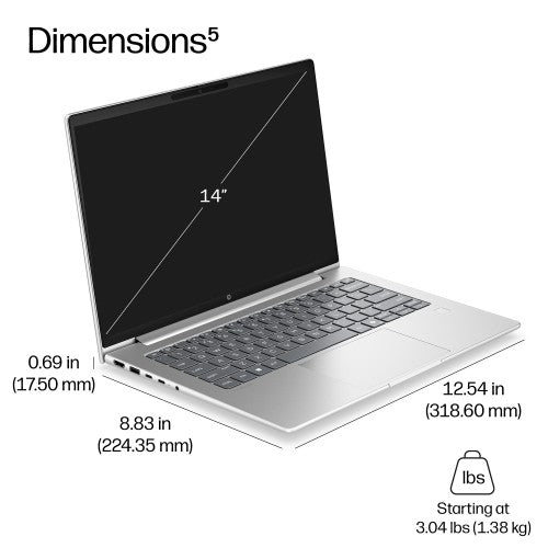 HP ProBook 4 G2iR 14 inch Notebook Next Gen AI PC Copilot+ PC Intel Core Ultra 7 256V Laptop 35.6 cm (14") WUXGA 16 GB LPDDR5x-SDRAM 512 GB SSD Wi-Fi 7 (802.11be) Windows 11 Pro Silver