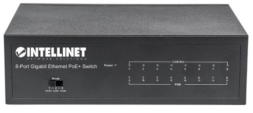 Intellinet 8-Port Gigabit Ethernet PoE+ Switch, IEEE 802.3at/af Power over Ethernet (PoE+/PoE) Compliant, 60 W, Desktop (UK power cord)