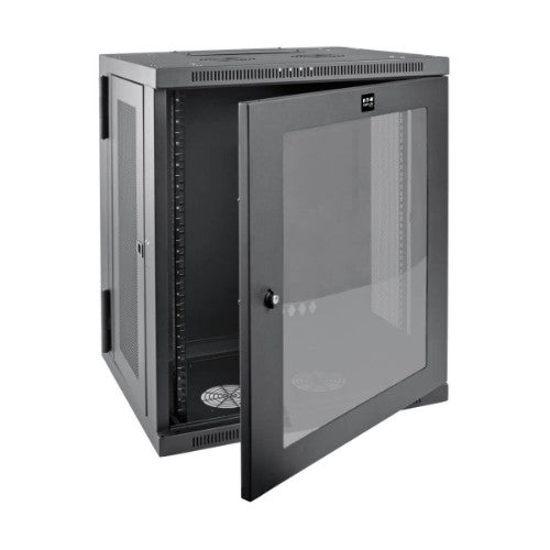 Tripp Lite SRW15USG SmartRack 15U Low-Profile Switch-Depth Wall-Mount Half-Height Rack Enclosure, Clear Acrylic Window, Hinged Back