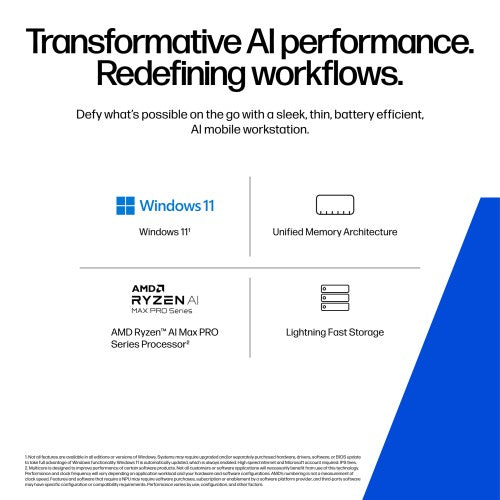 HP ZBook Ultra G1a Copilot+ PC AMD Ryzen AI Max PRO 390 Mobile workstation 35.6 cm (14") Touchscreen 2.8K 32 GB LPDDR5x-SDRAM 1 TB SSD Wi-Fi 7 (802.11be) Windows 11 Pro AI Workstation, AI PC Silver