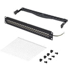 StarTech.com 24 Port 1U Feed Through Patch Panel with Cable Management Bar, Rackmount Shielded Cat6a Ethernet Patch Panel with RJ45 STP Inline Couplers
