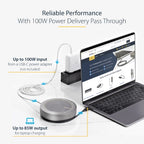 StarTech.com USB-C Speakerphone Docking Station, Mini Portable Conference Speaker and Audio Dock, USB-C to VGA/4K HDMI, 2x USB-A Hub, Mic/Speaker, Teams/Zoom/Softphone Speakerphone