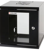 Intellinet 10" Network Cabinet - Wall Mount (Standard), 6U, 300mm Deep, Black, Assembled, Max 60kg, Suitable also for use on desk or floor, Usable Depth 265mm, Metal & Glass Door, Back Panel,Removeable Sides,Parts for wall install (eg screws/rawl plugs) n