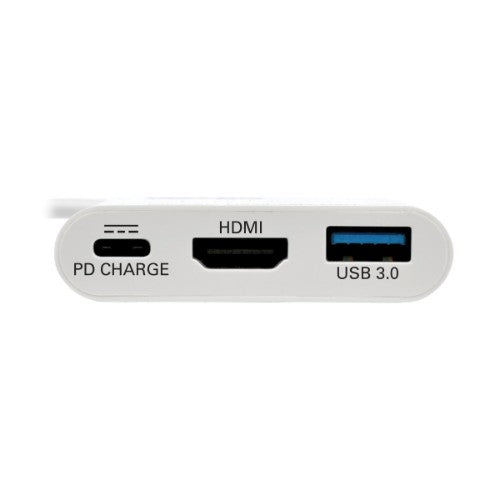 Tripp Lite U444-06N-HU-C USB-C to HDMI Adapter with USB 3.x (5Gbps) Hub Port and PD Charging, HDCP, White