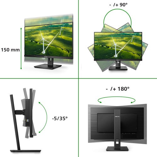 Philips 242B1G/00 computer monitor 60.5 cm (23.8") 1920 x 1080 pixels Full HD LED Black