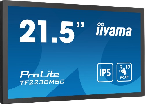 iiyama 21.5” 10pt Optical Bonded PCAP Open Frame Touch monitor with IPS panel technology, edge-to-edge glass design, anti-fingerprint coating and metal housing