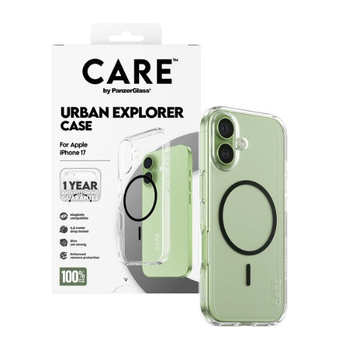PanzerGlass CARE by ® Flagship Case Transparent Urban Explorer w. Black MagSafe iPhone 17